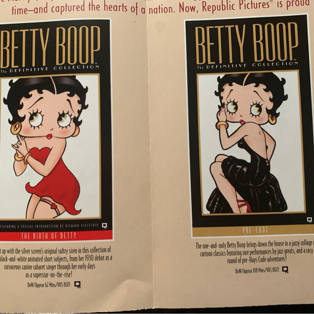 Betty Boop Set Cartoons Gift Set - 8 VHS Tapes, Cartoons 13 hours